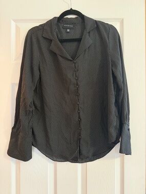 Premise Black Microdot Button-Up Blouse
